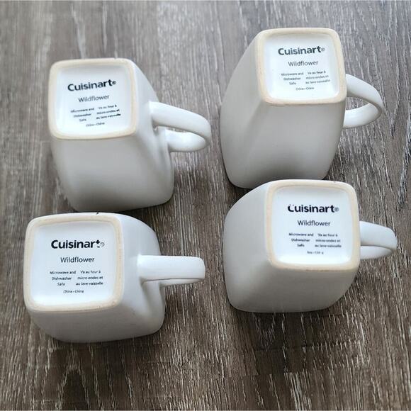 Cuisinart Wildflower Black and White 4 piece Mug‎ Set Lot - Picture 10 of 12